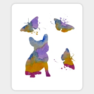 French Bulldog Art, Frenchie, Dog Butterflies Art Sticker